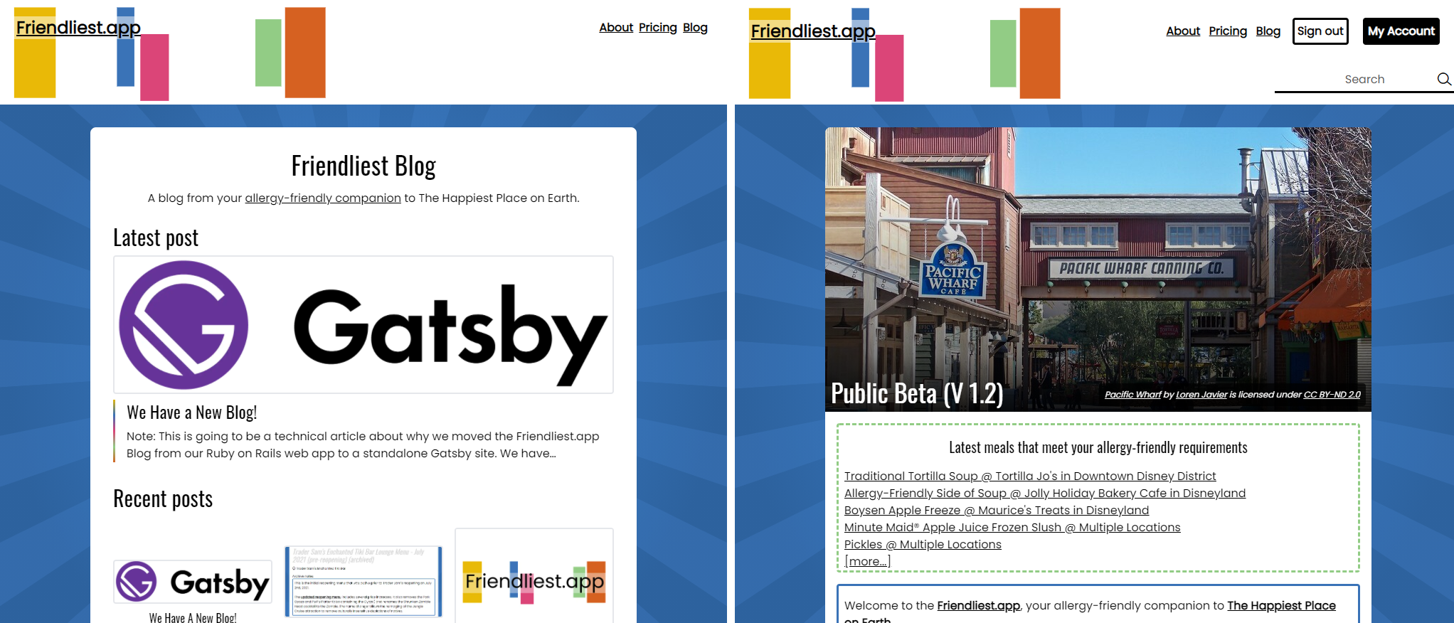 Blog and App side-by-side comparision of TailwindCSS themeing