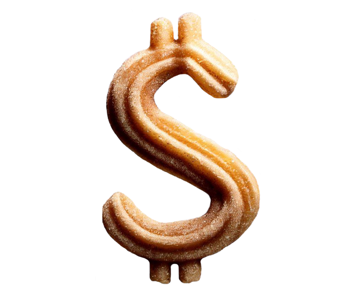 Churro shaped like a dollar bill